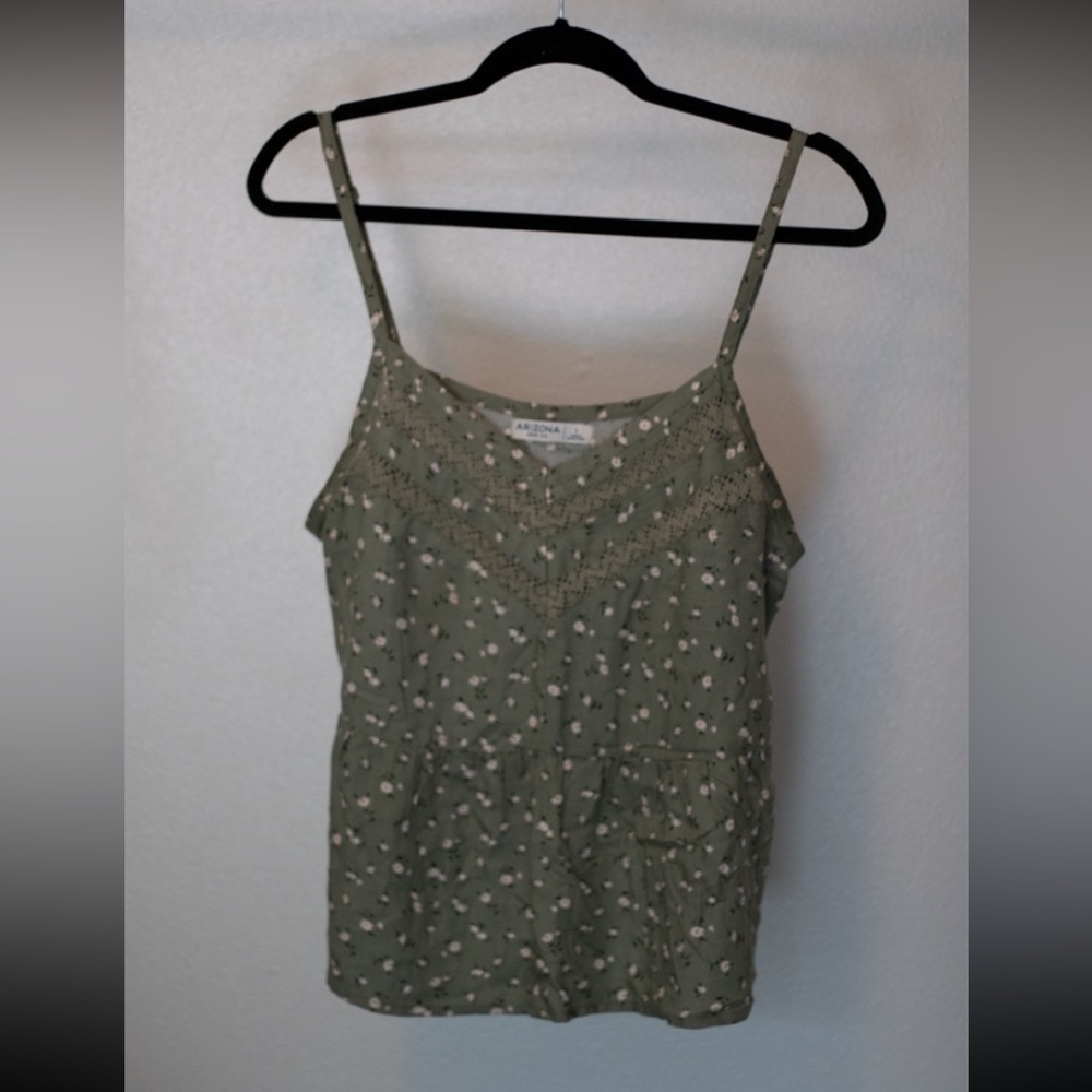Arizona Jean Co. green floral babydoll tank top
